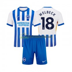 Trøje Brighton Hove Albion WELBECK 18 Børn Hjemmebane Fodboldsæt 2024-2025 Kortærmet