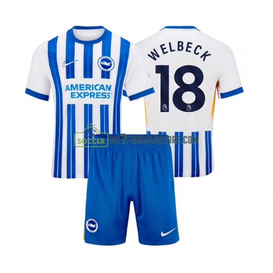 Trøje Brighton Hove Albion WELBECK 18 Børn Hjemmebane Fodboldsæt 2024-2025 Kortærmet