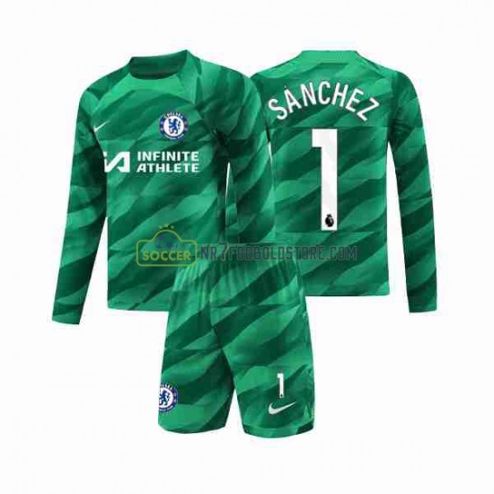 Chelsea Trøje Robert Sanchez 1 Målmand Børn 3. Valg Fodboldsæt 2023-2024 Langærmet
