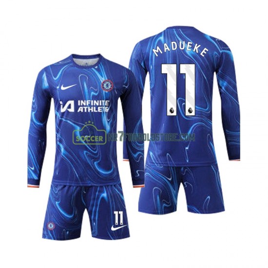 Chelsea Trøje Madueke 11 Børn Hjemmebane Fodboldsæt 2024-2025 Langærmet