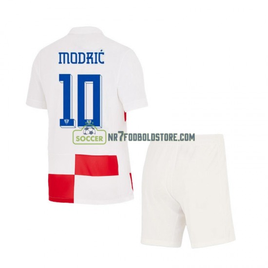 Kroatien Trøje Modrić 10 Børn Hjemmebane Fodboldsæt Euro 2024 Kortærmet