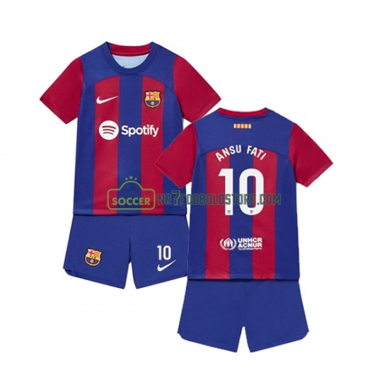 FC Barcelona Trøje Ansu Fati 10 Børn Hjemmebane Fodboldsæt 2023-2024 Kortærmet