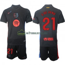 FC Barcelona Trøje F DE JONG 21 Børn Udebane Fodboldsæt 2024-2025 Kortærmet