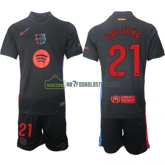 FC Barcelona Trøje F DE JONG 21 Børn Udebane Fodboldsæt 2024-2025 Kortærmet