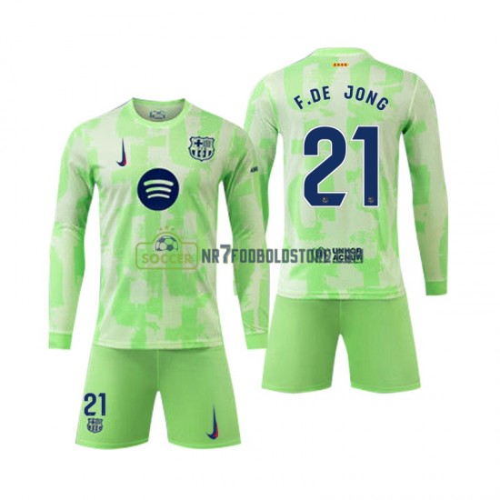 FC Barcelona Trøje F DE JONG 21 Børn 3. Valg Fodboldsæt 2024-2025 Langærmet