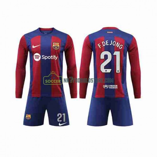 FC Barcelona Trøje Frenkie de Jong 21 Børn Hjemmebane Fodboldsæt 2023-2024 Langærmet