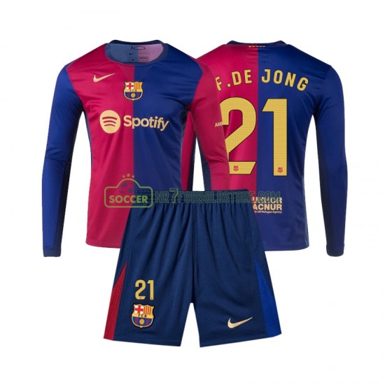 FC Barcelona Trøje Frenkie de Jong 21 Børn Hjemmebane Fodboldsæt 2024-2025 Langærmet