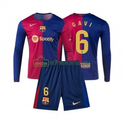 FC Barcelona Trøje Gavi 6 Børn Hjemmebane Fodboldsæt 2024-2025 Langærmet