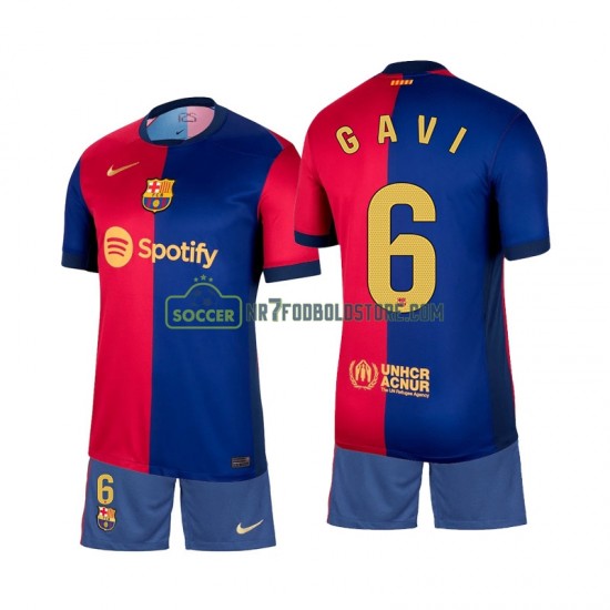 FC Barcelona Trøje Gavi 6 Børn Hjemmebane Fodboldsæt 2024-2025 Kortærmet