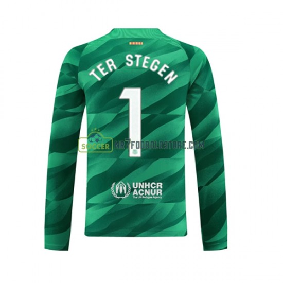 FC Barcelona Trøje Ter Stegen 1 Målmand Mænd Hjemmebane Fodboldsæt 2023-2024 Langærmet