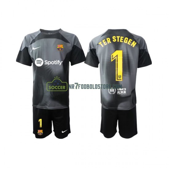 FC Barcelona Trøje Ter Stegen 1 Målmand Børn Udebane Fodboldsæt 2022-2023 Kortærmet