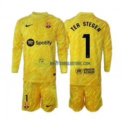 FC Barcelona Trøje Ter Stegen 1 Målmand Børn Udebane Fodboldsæt 2024-2025 Langærmet
