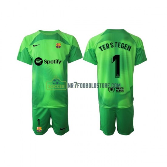 FC Barcelona Trøje Ter Stegen 1 Målmand Børn Hjemmebane Fodboldsæt 2022-2023 Kortærmet