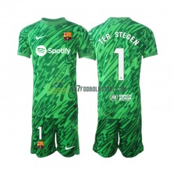 FC Barcelona Trøje Ter Stegen 1 Målmand Børn Hjemmebane Fodboldsæt 2024-2025 Kortærmet