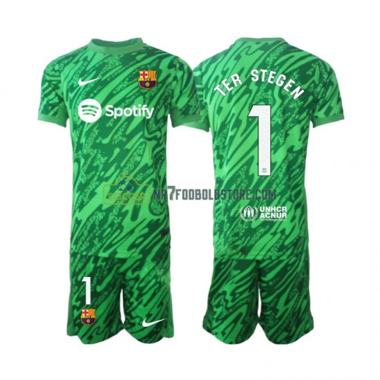 FC Barcelona Trøje Ter Stegen 1 Målmand Børn Hjemmebane Fodboldsæt 2024-2025 Kortærmet