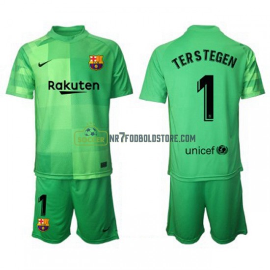 FC Barcelona Trøje Målmand Ter Stegen 1 Børn 3 Valg Fodboldsæt 2021-2022 Kortærmet 