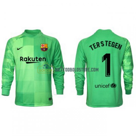 FC Barcelona Trøje Målmand Ter Stegen 1 3 Valg Fodboldsæt 2021-2022 Langærmet 