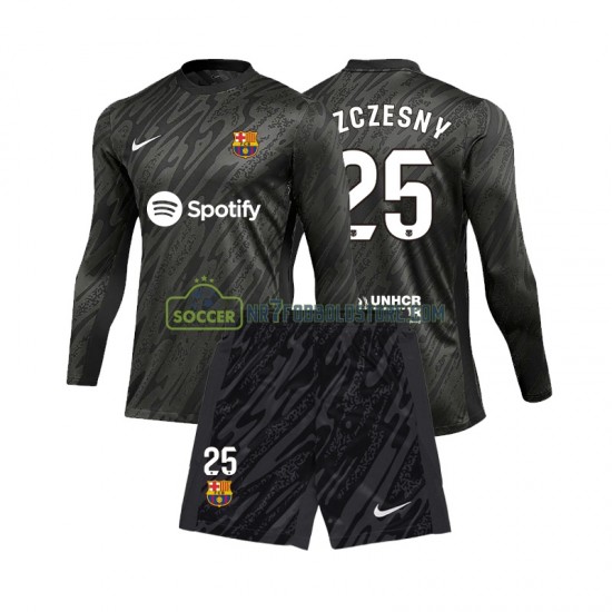 FC Barcelona Trøje Wojciech Szczesny 25 Målmand Børn Udebane Fodboldsæt 2024-2025 Langærmet