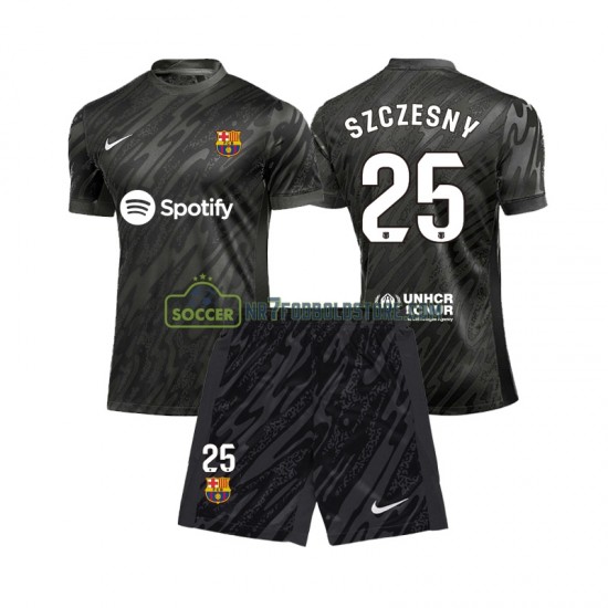 FC Barcelona Trøje Wojciech Szczesny 25 Målmand Børn Udebane Fodboldsæt 2024-2025 Kortærmet