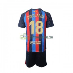 FC Barcelona Trøje Jordi Alba 18 Børn Hjemmebane Fodboldsæt 2022-2023 Kortærmet