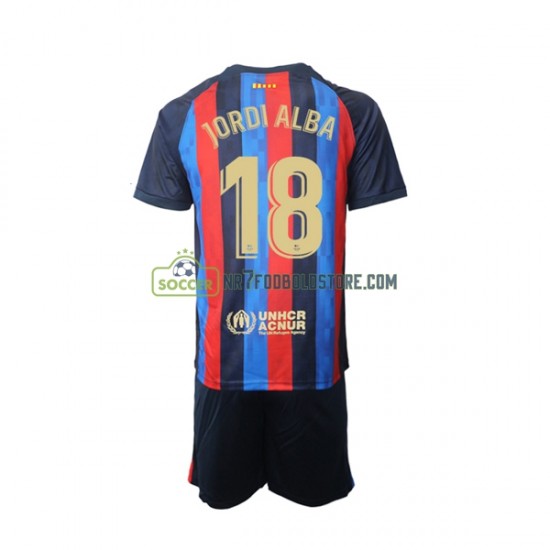 FC Barcelona Trøje Jordi Alba 18 Børn Hjemmebane Fodboldsæt 2022-2023 Kortærmet