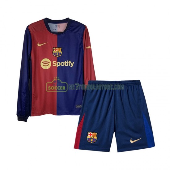 FC Barcelona Trøje Børn Hjemmebane Fodboldsæt 2024-2025 Langærmet