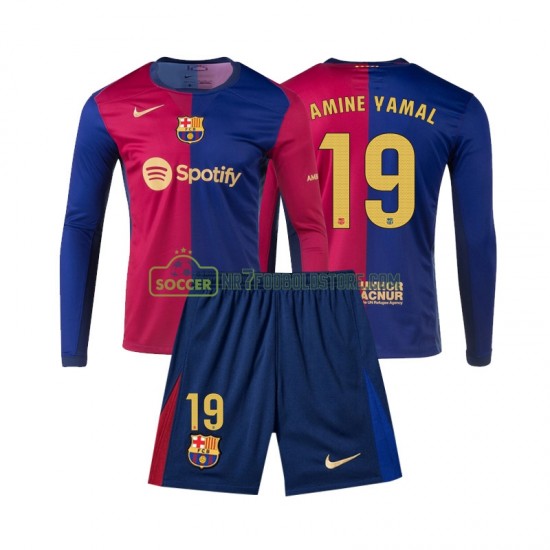 FC Barcelona Trøje Lamine Yamal 19 Børn Hjemmebane Fodboldsæt 2024-2025 Langærmet