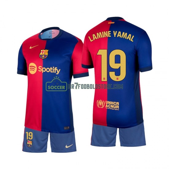FC Barcelona Trøje Lamine Yamal 19 Børn Hjemmebane Fodboldsæt 2024-2025 Kortærmet