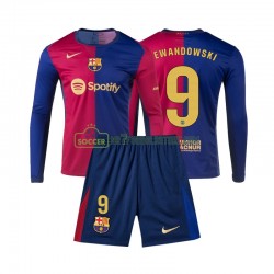 FC Barcelona Trøje Lewandowski 9 Børn Hjemmebane Fodboldsæt 2024-2025 Langærmet