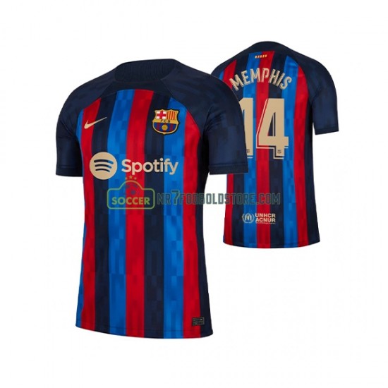 FC Barcelona Trøje Memphis Depay 14 Mænd Hjemmebane Fodboldsæt 2022-2023 Kortærmet