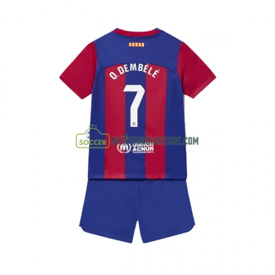 FC Barcelona Trøje Ousmane Dembele 7 Børn Hjemmebane Fodboldsæt 2023-2024 Kortærmet