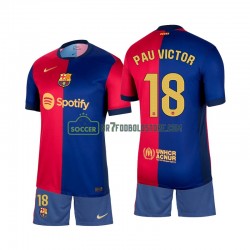FC Barcelona Trøje Pau Victor 18 Børn Hjemmebane Fodboldsæt 2024-2025 Kortærmet