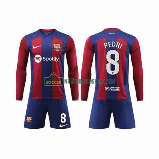 FC Barcelona Trøje Pedri 8 Børn Hjemmebane Fodboldsæt 2023-2024 Langærmet