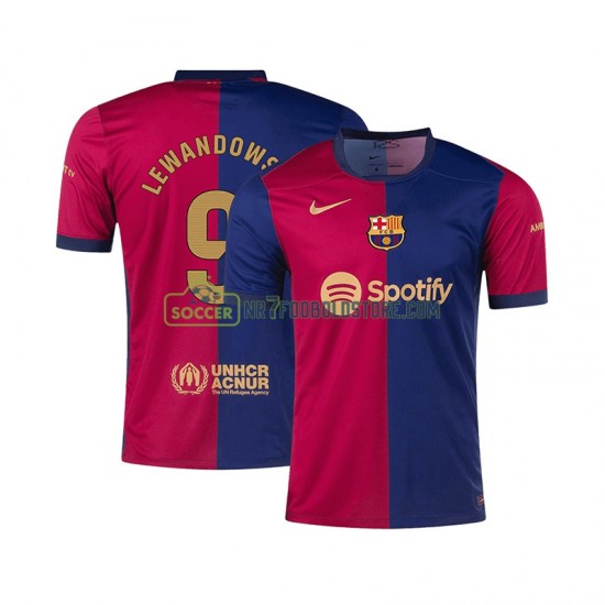 FC Barcelona Trøje Robert Lewandowski 9 Mænd Hjemmebane Fodboldsæt 2024-2025 Kortærmet