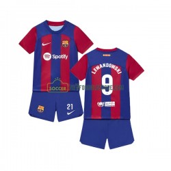 FC Barcelona Trøje Robert Lewandowski 9 Børn Hjemmebane Fodboldsæt 2023-2024 Kortærmet