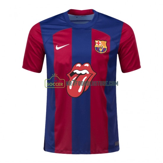 FC Barcelona Trøje Rolling Stones Mænd Hjemmebane Fodboldsæt 2023-2024 Kortærmet