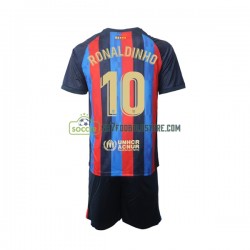 FC Barcelona Trøje Ronaldinho 10 Børn Hjemmebane Fodboldsæt 2022-2023 Kortærmet