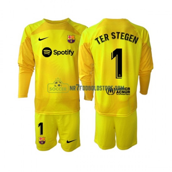 FC Barcelona Trøje Ter Stegen 1 Målmand Børn 4. Valg Fodboldsæt 2022-2023 Langærmet
