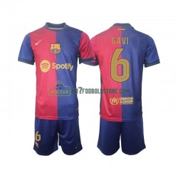 FC Barcelona Trøje UCL Font Gavi 6 Børn Hjemmebane Fodboldsæt 2024-2025 Kortærmet