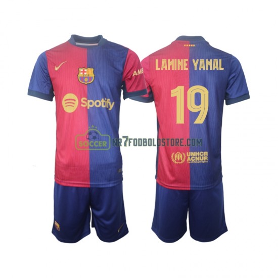 FC Barcelona Trøje UCL Font Lamine Yamal 19 Børn Hjemmebane Fodboldsæt 2024-2025 Kortærmet