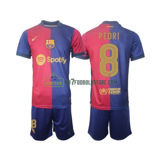 FC Barcelona Trøje UCL Font PEDRI 8 Børn Hjemmebane Fodboldsæt 2024-2025 Kortærmet