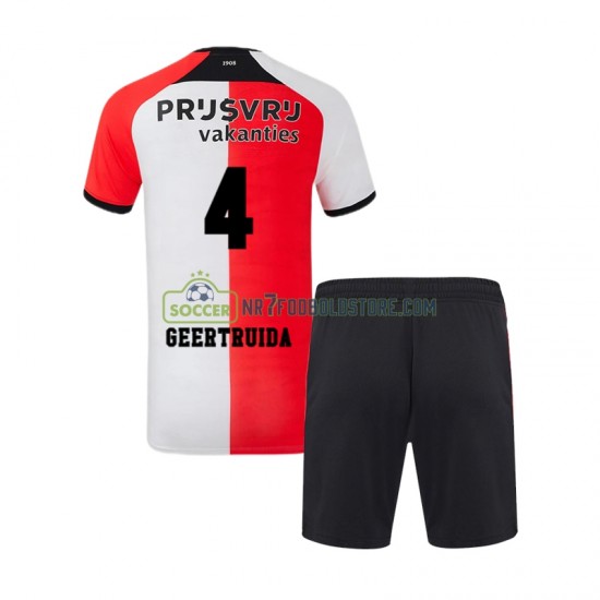 Feyenoord Rotterdam Trøje Lutsharel Geertruida 4 Børn Hjemmebane Fodboldsæt 2024-2025 Kortærmet