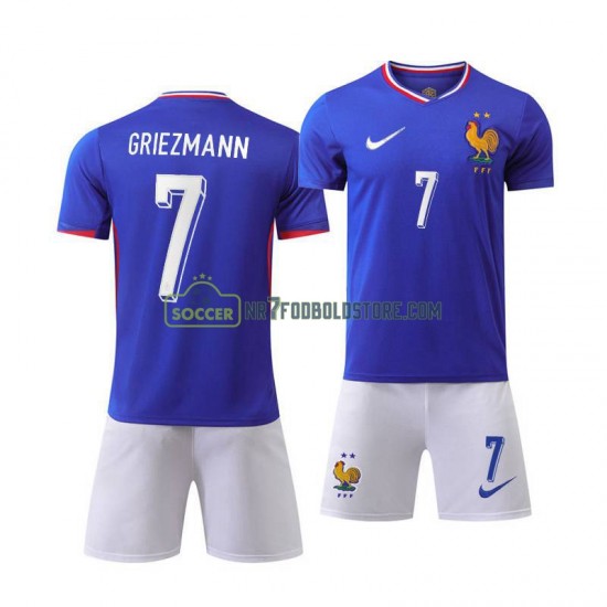 Frankrig Trøje Antoine Griezmann 7 Børn Hjemmebane Fodboldsæt Euro 2024 Kortærmet