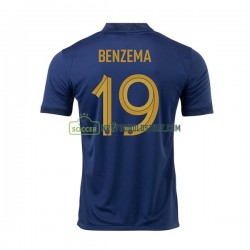 Frankrig Trøje Benzema 19 Mænd Hjemmebane Fodboldsæt VM i fodbold 2022 Kortærmet