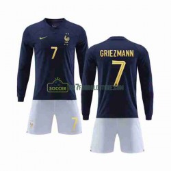 Frankrig Trøje Griezmann 7 Børn Hjemmebane Fodboldsæt VM i fodbold 2022 Langærmet