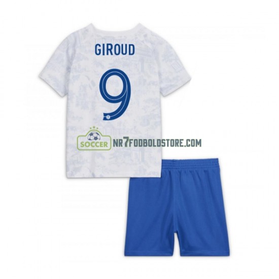 Frankrig Trøje Olivier Giroud 9 Børn Udebane Fodboldsæt VM i fodbold 2022 Kortærmet