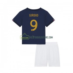 Frankrig Trøje Olivier Giroud 9 Børn Hjemmebane Fodboldsæt VM i fodbold 2022 Kortærmet
