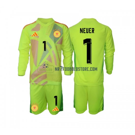 Tyskland Trøje Manuel Neuer 1 Målmand Børn Udebane Fodboldsæt Euro 2024 Langærmet