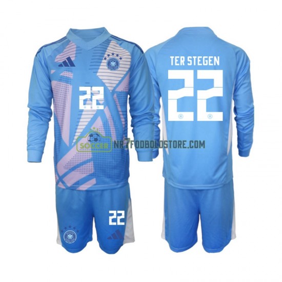 Tyskland Trøje Ter Stegen 22 Målmand Børn 4. Valg Fodboldsæt 2024-2025 Langærmet