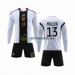 Tyskland Trøje MULLER 13 Børn Hjemmebane Fodboldsæt VM i fodbold 2022 Langærmet